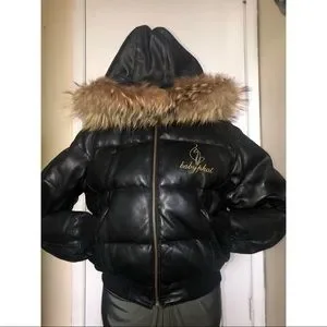 【激レア】 baby phat ダウンジャケット　ブラック　ファー付 Baby Phat Girls Toddler Black Puffer Jacket Full Zip Size 2T